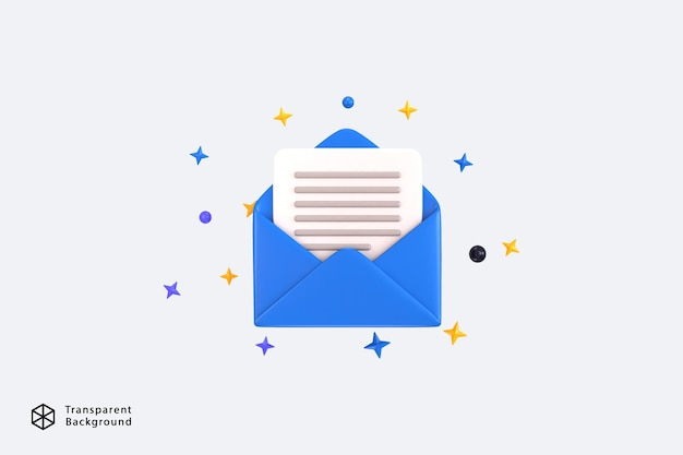 ouverture d'une enveloppe avec une icône de carte 3D