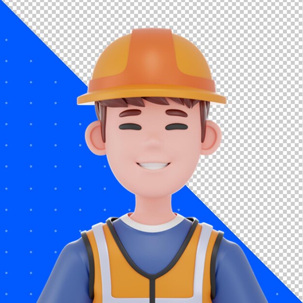 un ouvrier souriant portant un chapeau et un gilet orange