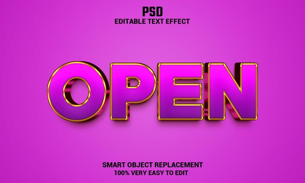 PSD ouvrir un effet de texte modifiable en 3d avec un arrière-plan premium psd