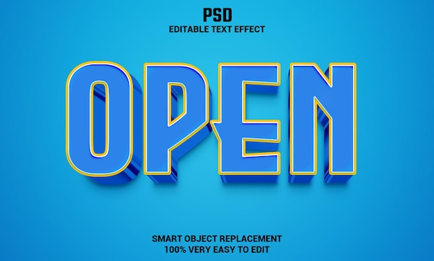 Ouvrir Un Effet De Texte Modifiable En 3d Avec Un Arrière-plan Premium Psd