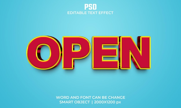 Ouvrir L'effet De Texte Modifiable 3d Psd Premium Avec Arrière-plan