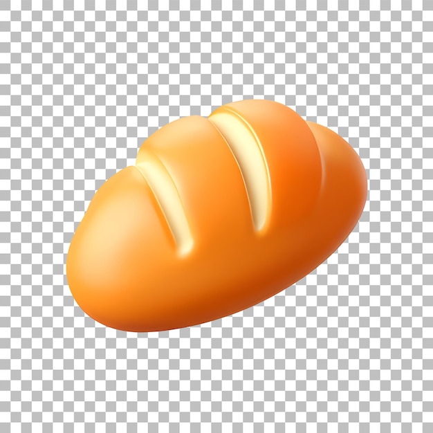 Oval Loaf of White Bread 3D Icon Glossy Minimal Emoji Style Oggetto PNG isolato