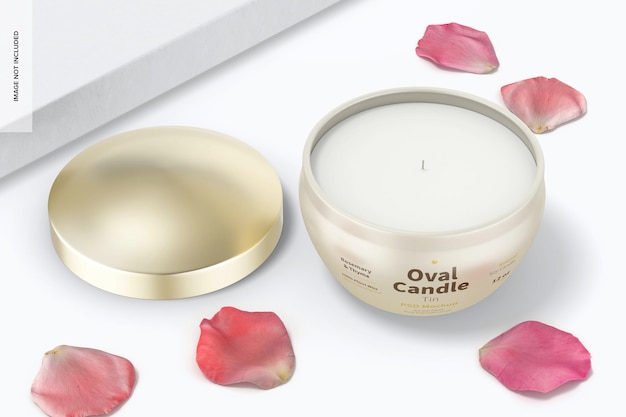 Ovale Kerzendose Mockup, Ansicht von oben
