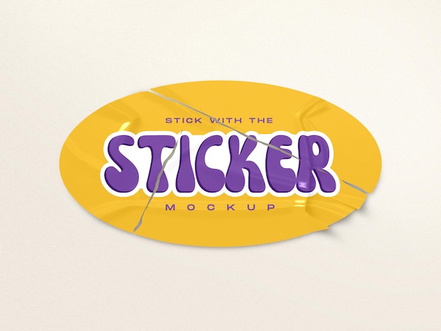 Ovalförmiger Aufkleber-Logo-Branding-Mockup