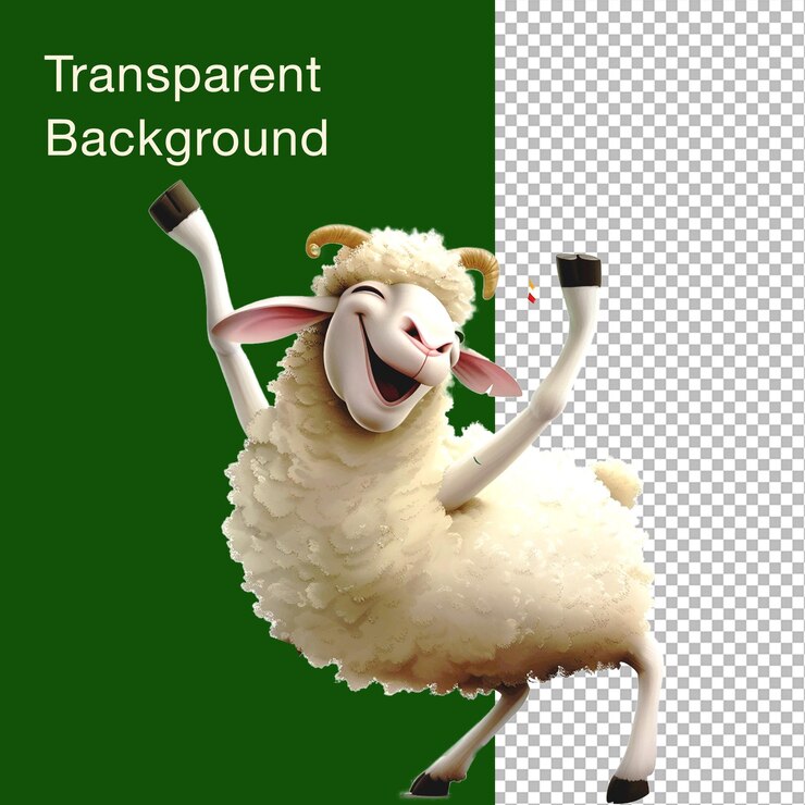 PSD una oveja bailando una imagen de una oveja con un fondo transparente para los diseños de eid aladha