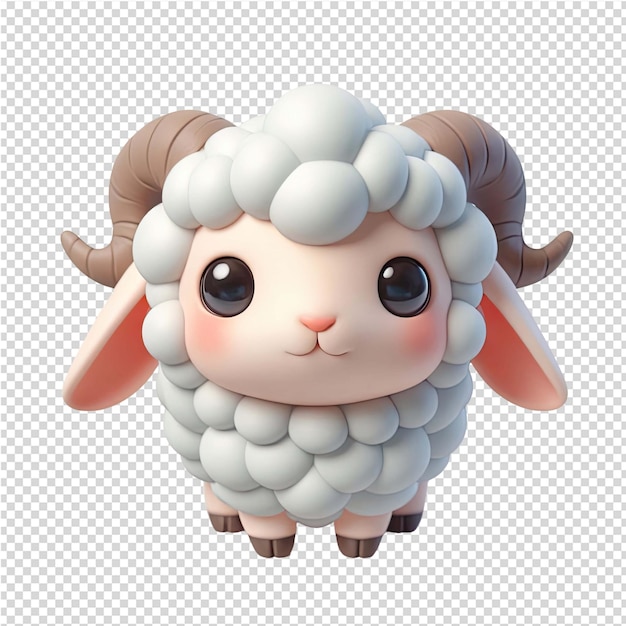 PSD una oveja con cuernos y cuernos se muestra con una nariz rosa