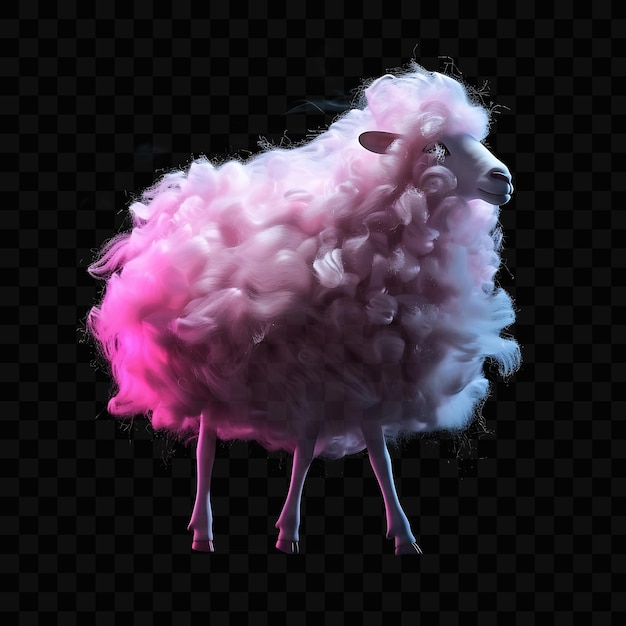 PSD una oveja con un cuerpo rosa y púrpura y las palabras ovejas