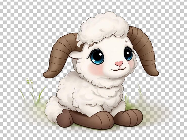PSD una oveja linda en 3d con una cara sonriente