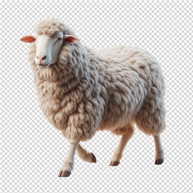 Una oveja se muestra en un fondo blanco con un fondo negro
