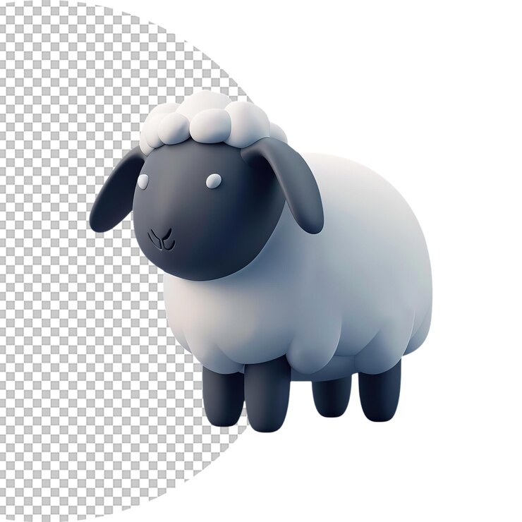 PSD ovejas en 3d sobre un fondo transparente