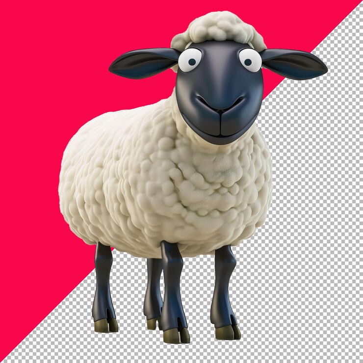 PSD las ovejas lindas 3d aisladas render fondo blanco transparente png psd