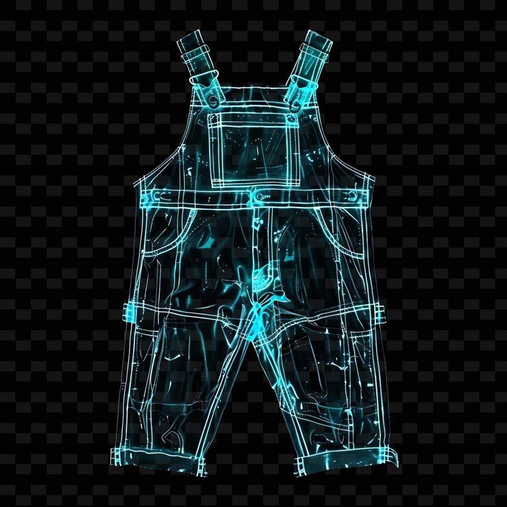 PSD overal con textura de denim hecho con mezcla de celofán glowi png ropa de moda de neón única