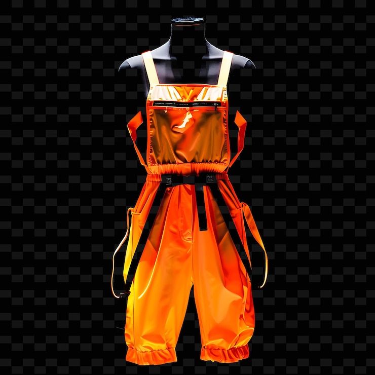 PSD overals con correas ajustables hechas con nylon georgette gl png ropa de moda de neón única