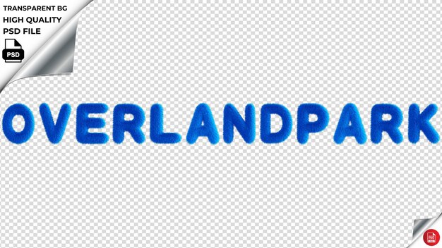 Overlandpark tipografía azul fluffy texto psd transparente