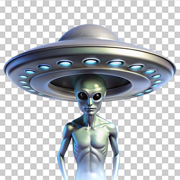PSD ovni alienígena isolado em fundo transparente
