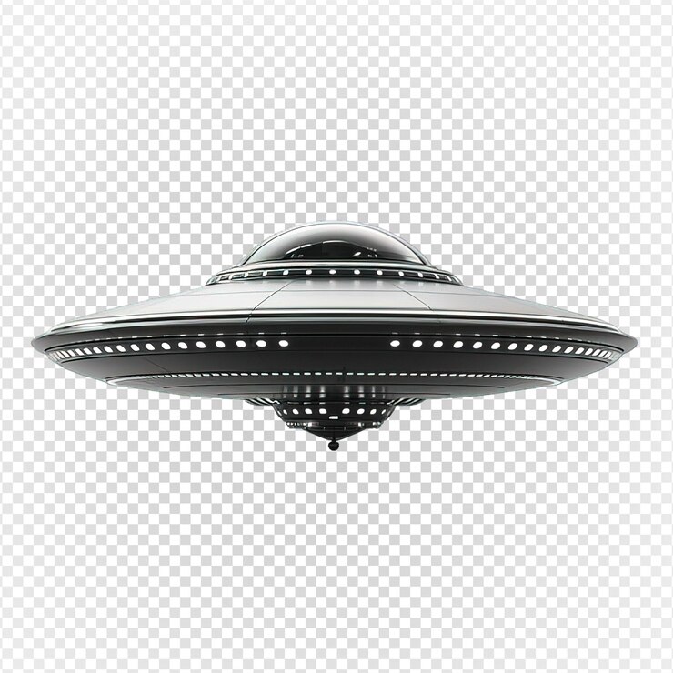 PSD ovni alienígena negro aislado en fondo transparente platillo volador nave espacial png generativo ai