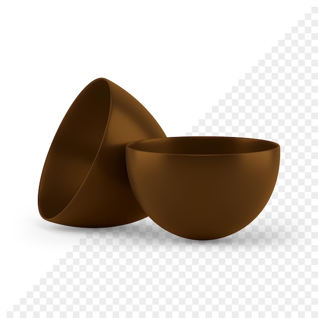 PSD ovo de chocolate de páscoa duas metades surpresa presente festivo recipiente ícone 3d ilustração realista