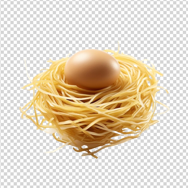 PSD ovo em ninho de pasta isolado em fundo branco