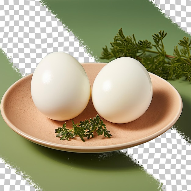 PSD ovos cozidos em um prato de cores contrastantes com fundo transparente