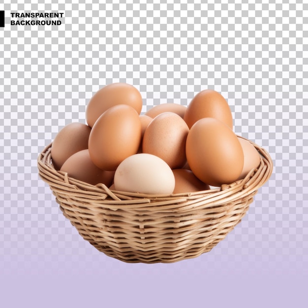 PSD ovos em cesto isolados sobre um fundo transparente