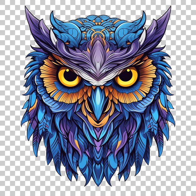 PSD owl-kopf-illustration für t-shirt-amp-tattoo-design