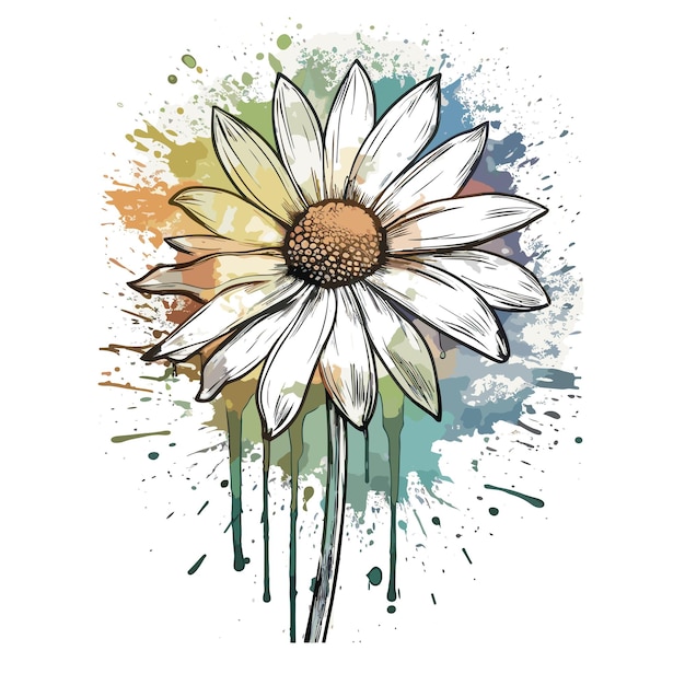 PSD oxeye margarida aquarela design gráfico de camiseta ilustração aquarela png psd