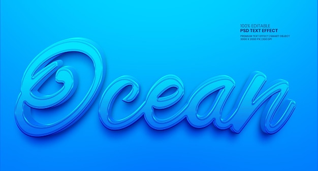 Ozean Vollständig bearbeitbarer Premium-PSD-Texteffekt-Maker