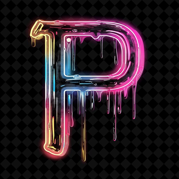 PSD p buchstabe mit neon-tropfeffekten aus der top combi neon color y2k shape art collection