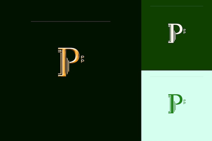 PSD p com combinação de letras marca estilo de design de logotipo com p forma natureza abstracto coleções de vector