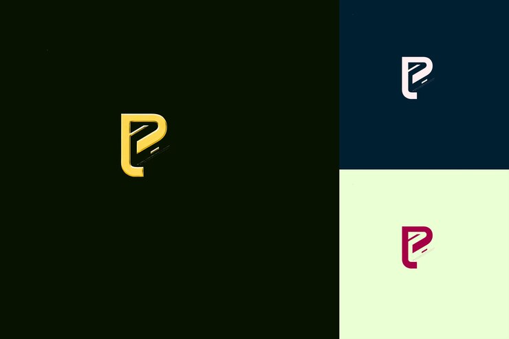 PSD p avec combinaison de lettres marque logo style de conception avec p forme nature collections de vecteurs abstraits