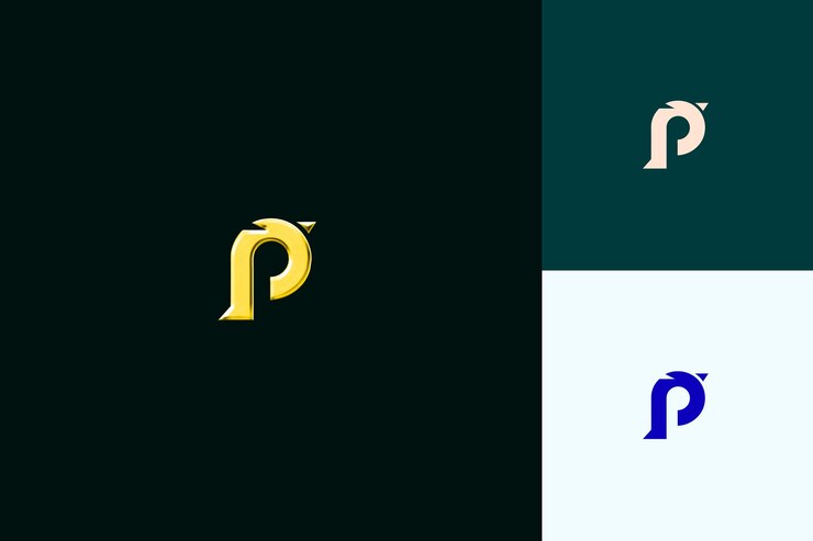 PSD p avec combinaison de lettres marque logo style de conception avec p forme nature collections de vecteurs abstraits