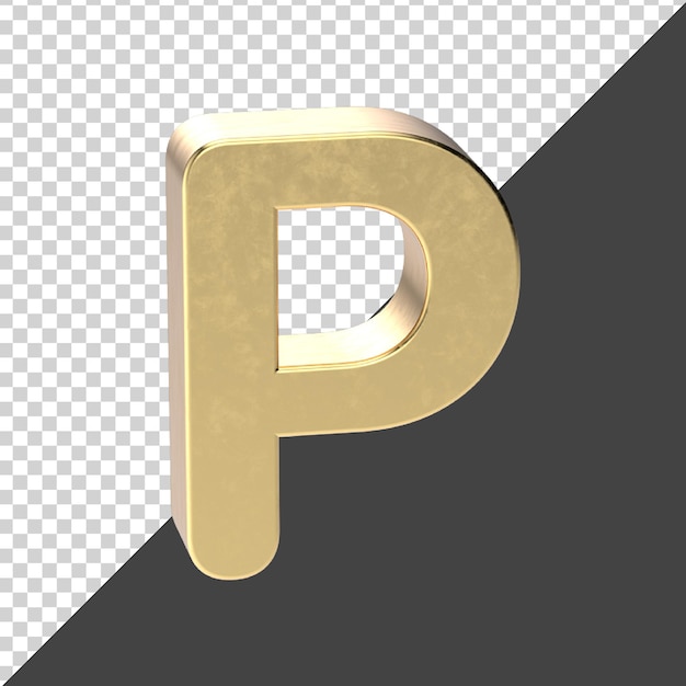 P Großbuchstaben goldene Darstellung isoliert