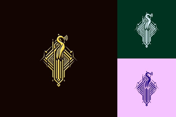 PSD p con letra art deco estilo de diseño de logotipo con p en forma de naturaleza colecciones vectoriales abstractas