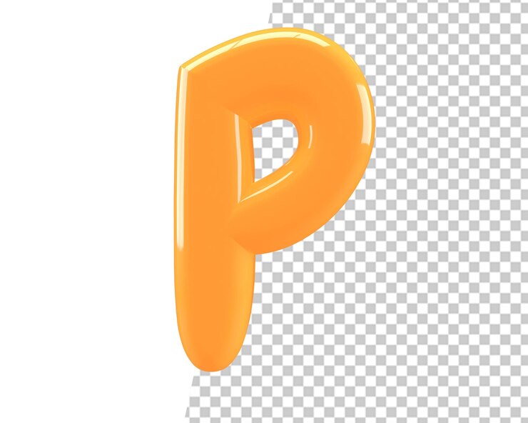 PSD p letra oro texto 3d render