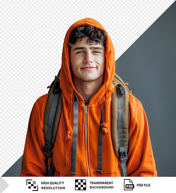 PSD p.s.d. bild von einem kerl in einem hoodie und mit einem rucksack png