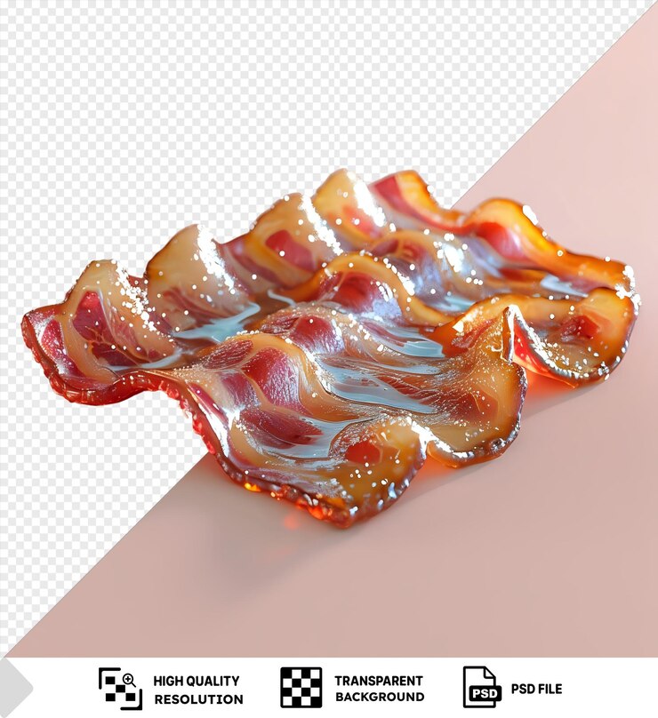 PSD p.s.d. imagen cocida rebanadas crujientes de tocino en un fondo rosado