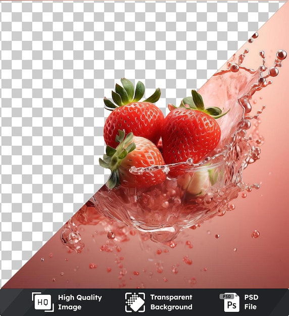 PSD p.s.d. imagen de refresco de fresa con burbujas en un vaso