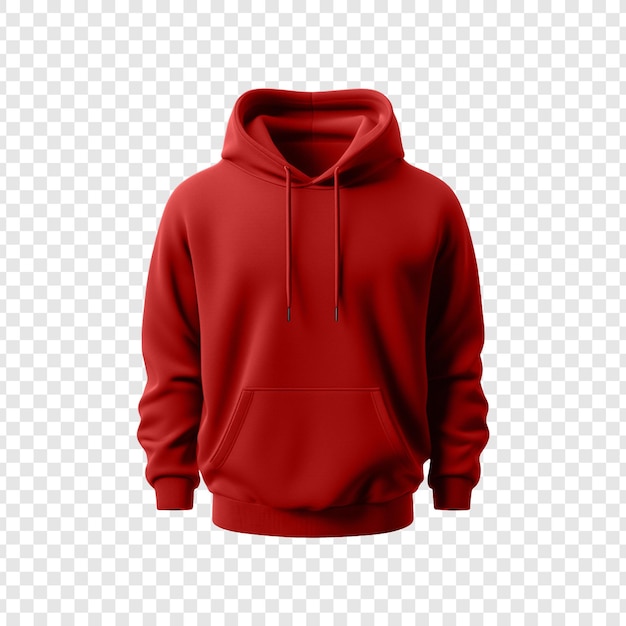 PSD p.s.d. rotes hoodie auf durchsichtigem hintergrund hoodie sweatshirt mit langen ärmeln vorlage