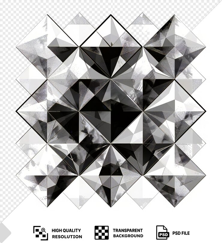 PSD p.s.d. vector de fondo transparente abstracto símbolo de arlequín diamante blanco y negro un triángulo