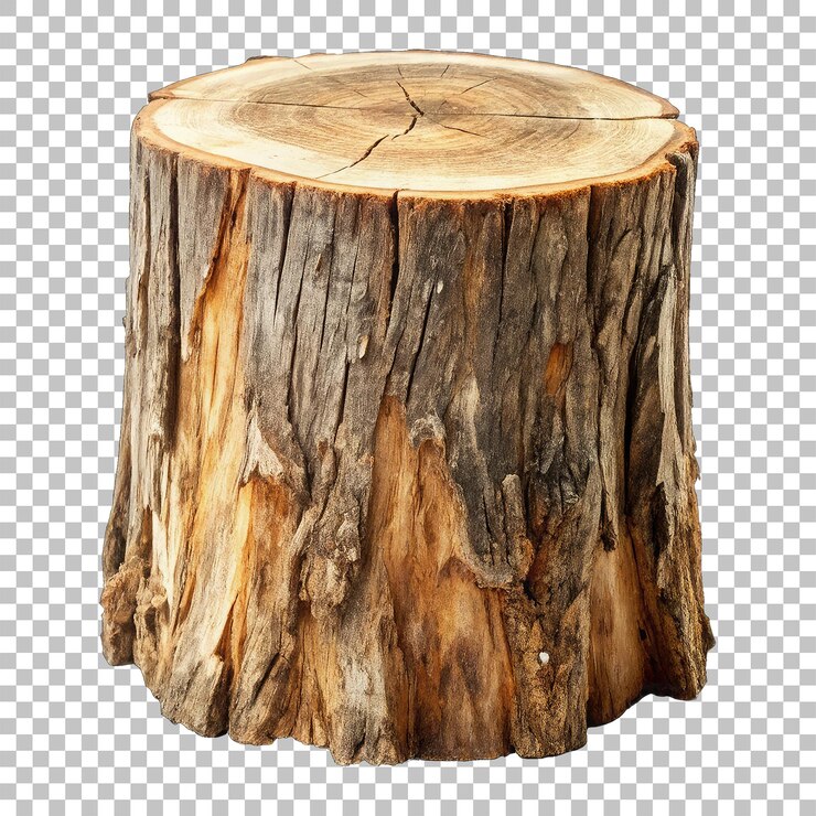 PSD p.s. el tronco de madera de un árbol viejo con un corte en un fondo transparente