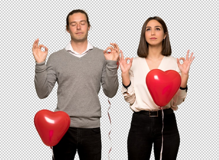 PSD paar am valentinstag in zen pose