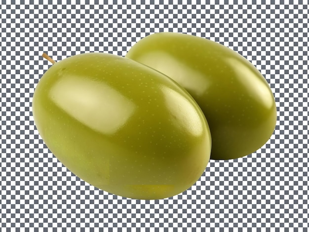 PSD paar frischer grüner oliven, isoliert auf dem durchsichtigen hintergrund