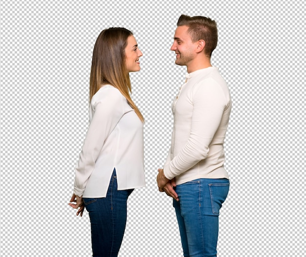 Paar im Valentinstag mit glücklichem Ausdruck