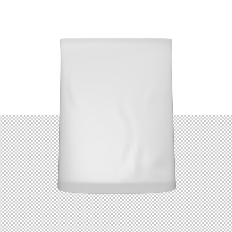 PSD pacchetto bianco vuoto per l'illustrazione di rendering 3d di mockup del prodotto