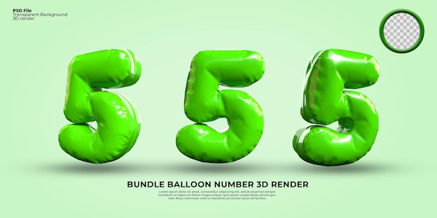 Pacchetto di 3D Render numero 5 palloncino colore Luce verde trasparente