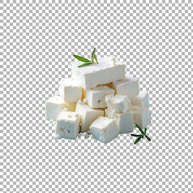 Pacchetto di formaggio feta isolato su uno sfondo trasparente
