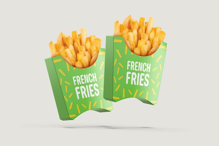 pacchetto di hamburger mockup di cibo da asporto e bevanda con patatine fritte