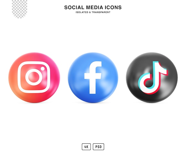 Pacchetto di icone 3D per i social media