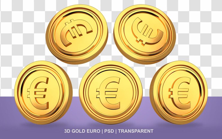 Pacchetto di monete d'oro in euro trasparente senza sfondo