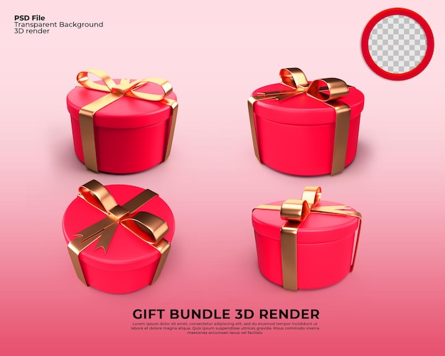 Pacchetto di scatole regalo 3D Render per decorare la vendita